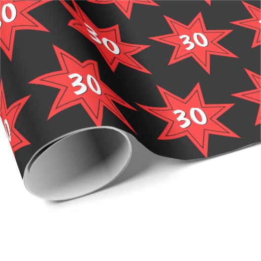 30. Geburtstag Roter Star Geschenkpapier (Rolleneckpunkt)