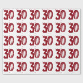 30. Geburtstag, roter Text auf Weiß Geschenkpapier (Flach)