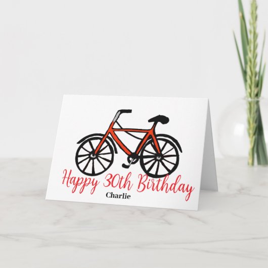 30. Geburtstag Rotes Fahrrad Karte (Vorderseite)