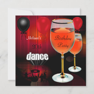 30. Geburtstag Rotwein Glas Tanz Ballons Einladung