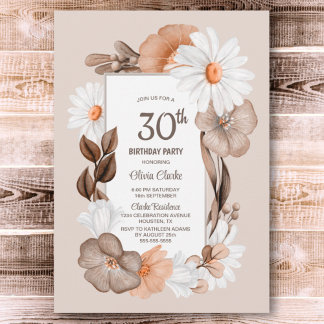 30. Geburtstag Rustic Boho Floral Party Einladung