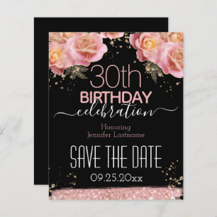 30. Geburtstag Save the Date rosa Blumenbudget