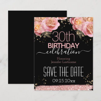 30. Geburtstag Save the Date rosa Blumenbudget