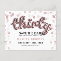30. Geburtstag Save the Date Rose Goldballons