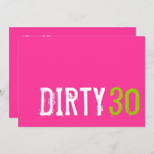 30. Geburtstag - schmutzige Einladung 30 (Vorne/Hinten)