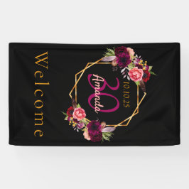 30. Geburtstag schwarz Blumengold geometrische bor Banner