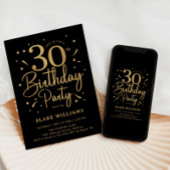 30. Geburtstag Schwarz Gold Einladung