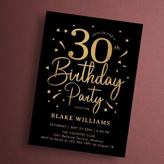 30. Geburtstag Schwarz Gold Einladung