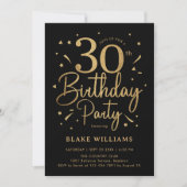 30. Geburtstag Schwarz Gold Einladung (Vorderseite)
