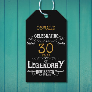 30. Geburtstag Schwarz Gold Legendäre Vintage Geschenkanhänger