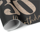 30. Geburtstag Schwarz und Gold Glitzer Geschenkpapier (Rolleneckpunkt)