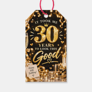 30. Geburtstag Schwarz und Gold Thema Geschenkanhänger