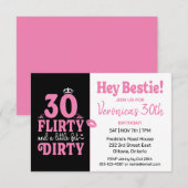 30. Geburtstag schwarz und rosa Einladung (Vorne/Hinten)
