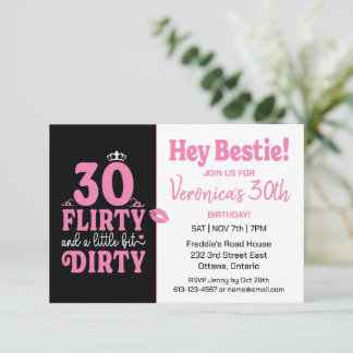 30. Geburtstag schwarz und rosa Einladung