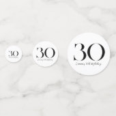 30. Geburtstag Schwarz und Weiß Konfetti (Vorderseiten)