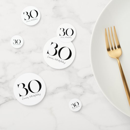 30. Geburtstag Schwarz und Weiß Konfetti (Gruppe)