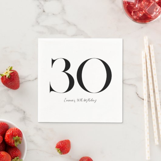 30. Geburtstag Schwarz und Weiß Serviette (Beispiel)