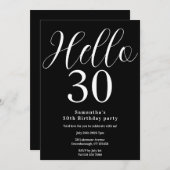 30. Geburtstag Schwarz-weiß Chic Geburtstag Einladung (Vorne/Hinten)