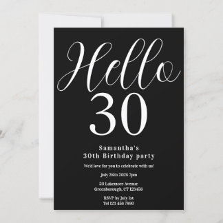 30. Geburtstag Schwarz-weiß Chic Geburtstag Einladung