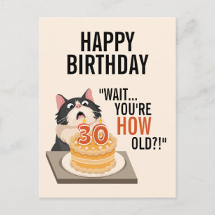 30. Geburtstag Schwarz-Weiß-Katzen-Humor Cute Fun Postkarte