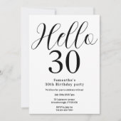 30. Geburtstag Schwarz-Weiß-Minimal-Geburtstag Einladung (Vorderseite)