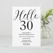 30. Geburtstag Schwarz-Weiß-Minimal-Geburtstag Einladung (Stehend Vorderseite)