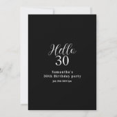 30. Geburtstag Schwarz-Weiß-Minimal-Geburtstag Einladung (Rückseite)