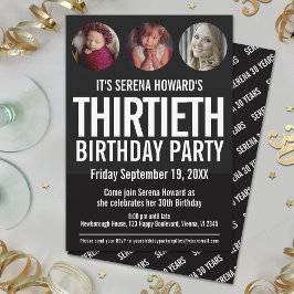 30. Geburtstag Schwarz-weißes Foto Einladung