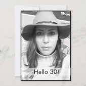 30. Geburtstag Schwarz-weißes Foto Modernes Elegan Einladung (Vorderseite)