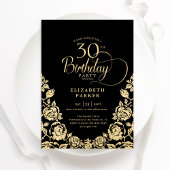 30. Geburtstag Schwarze Rose Einladung