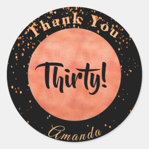 30. Geburtstag schwarze Rose Gold confetti Vielen  Runder Aufkleber