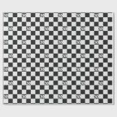 30. Geburtstag Schwarze und Weiße Karos Geschenkpapier (Flach)