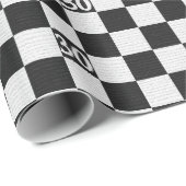 30. Geburtstag Schwarze und Weiße Karos Geschenkpapier (Rolleneckpunkt)