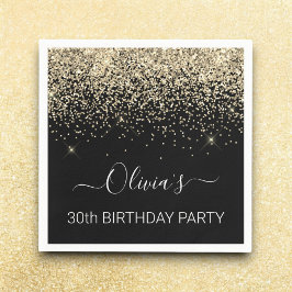 30. Geburtstag Schwarzer Glitzer jeden Alters Serviette