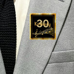 30. Geburtstag schwarzer goldener Musiknoten Button<br><div class="desc">Eleganter,  schwarzer Hintergrund mit goldenen Imitaten Musiknoten und einem Imitat Goldrahmen für ein 30. Geburtstag Party für ihn und sie. Vorlagen für Alter und Namen. Goldene Buchstaben und Zahl.</div>