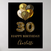 30. Geburtstag schwarzer Goldleoparden Poster (Vorne)