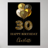 30. Geburtstag schwarzer Goldleoparden Poster (Vorne)