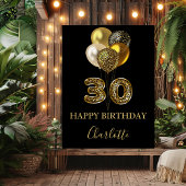 30. Geburtstag schwarzer Goldleoparden Poster