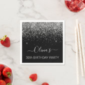 30. Geburtstag Schwarzer Silberner Glitzer jedes A Serviette (Beispiel)