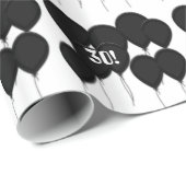 30. Geburtstag, schwarzes Ballone Geschenk-Papier Geschenkpapier (Rolleneckpunkt)