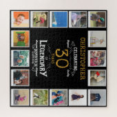 30. Geburtstag Schwarzes Gold FotoCollage Puzzle (Horizontal)