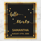 30. Geburtstag schwarzes Gold hello 30 Skriptname Weinetikett (Einzelnes Label)