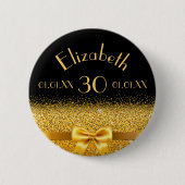 30. Geburtstag schwarzes Gold monogramm elegant Button (Vorderseite)