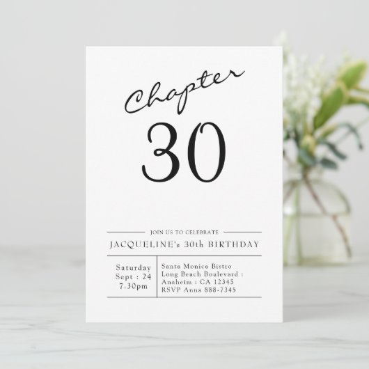 30. Geburtstag, Script 30 Party Einladung (Stehend Vorderseite)