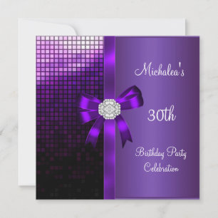 30. Geburtstag Sequins Lila Diamant Bogen Einladung
