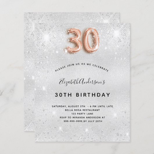 30. Geburtstag Silbergoldene Rose (Vorne/Hinten)