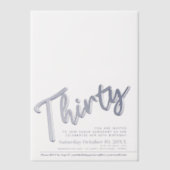 30. Geburtstag Silberskriptüberlagerung Pergament Einladungen (Vorderseite)