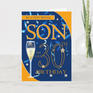 30. Geburtstag Sohn - Champagnerglas Karte