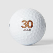 30. Geburtstag Son Geschenk - Rustikaler Holzstil Golfball (Vorderseite)