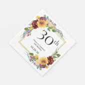 30. Geburtstag Sonnenblumen Serviette (Ecke)